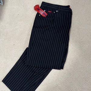 Chaps denim indigo blue pin stripped slacks